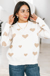 Heart Pattern Crew Neck Sweater (SALE)