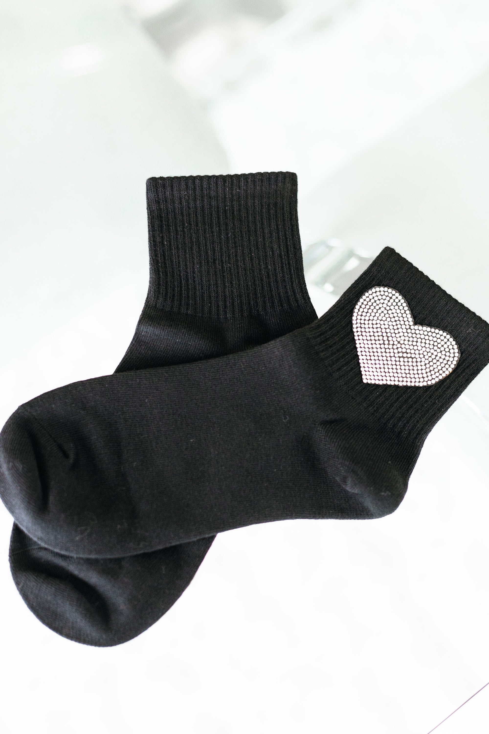 Rhinestone Heart Socks