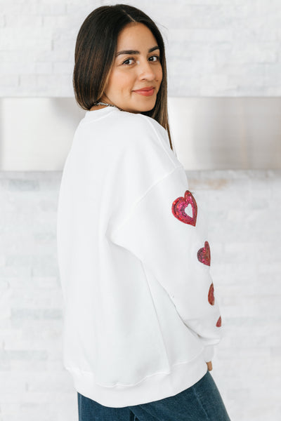 Heart Sequin Sleeves Sweatshirt (SALE)