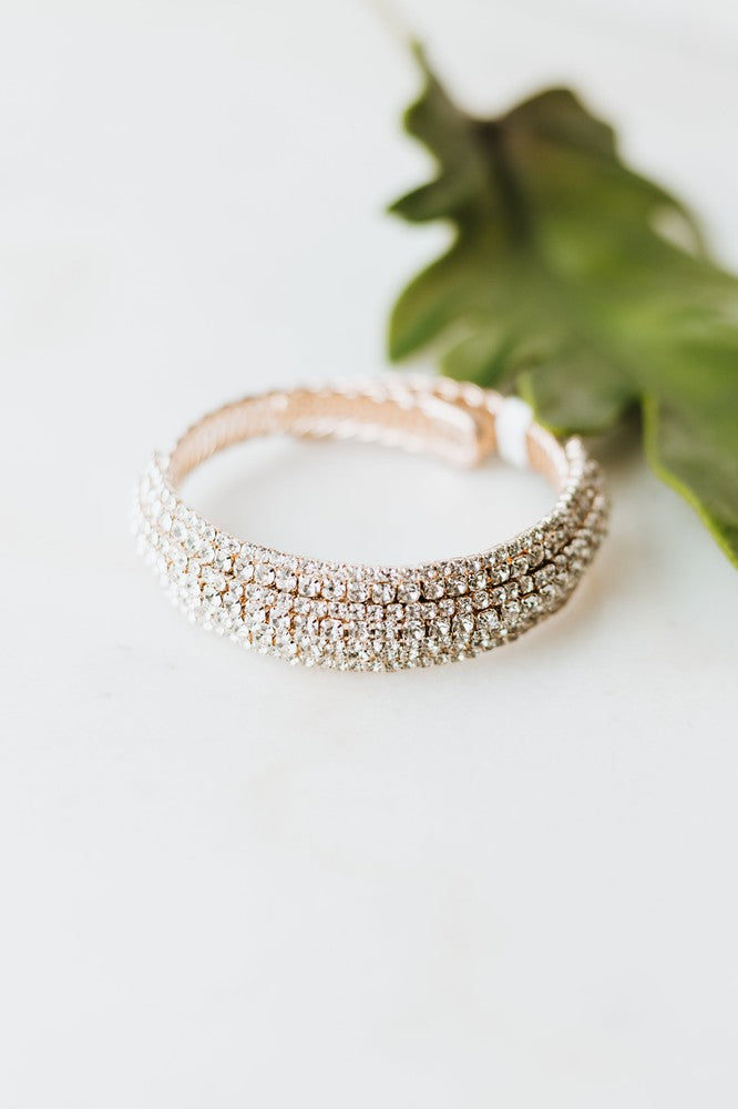 Thick Rhinestone Arch Across Cuff