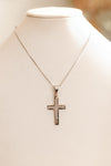Thin Pave Top Thick Metal Cross Necklace