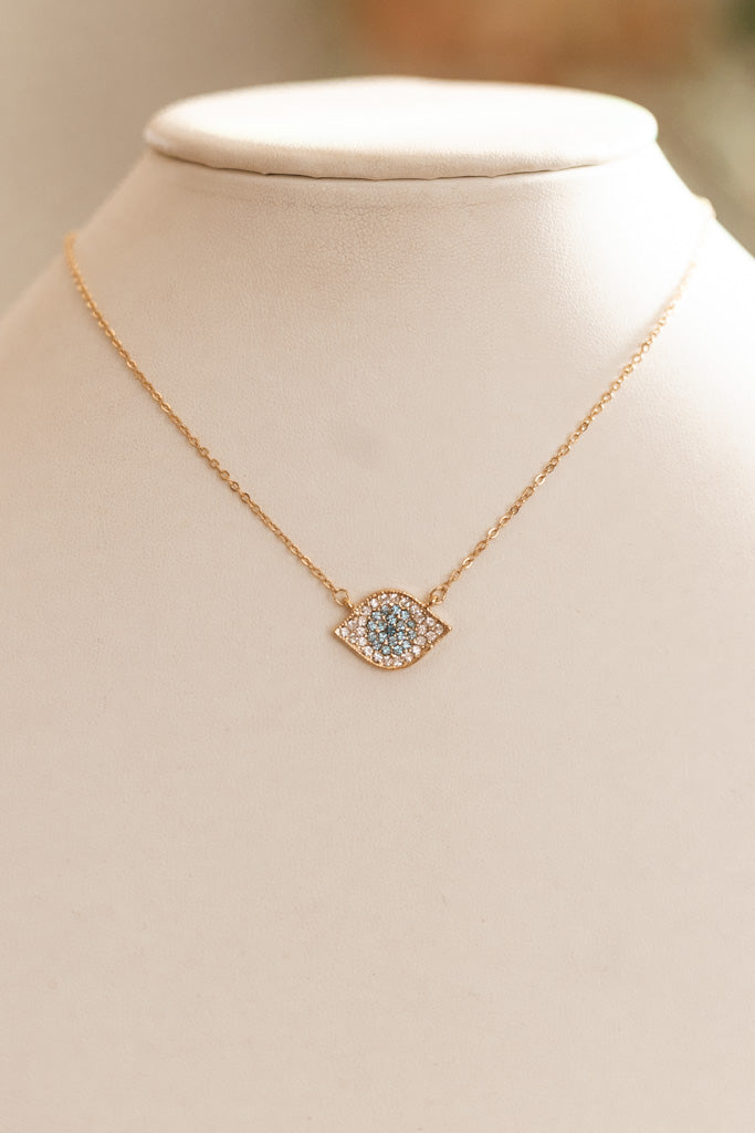 Petite Rhinestone Evil Eye Necklace