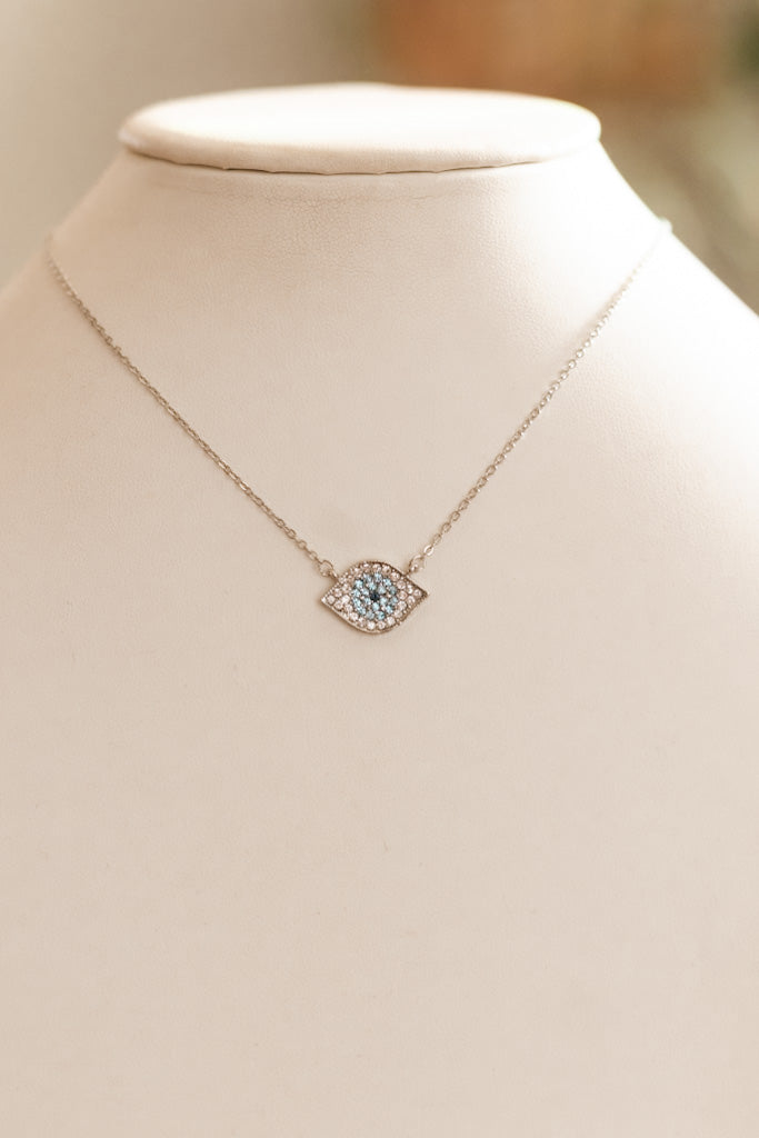 Petite Rhinestone Evil Eye Necklace