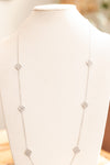 Rhinestone Spaced Clovers Long Chain Necklace