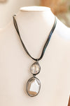 Wired Faceted Wood Pendant Necklace