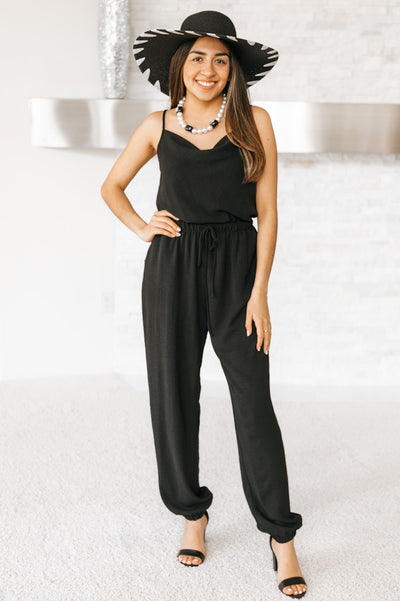 Draped Neckline Jumpsuit With Pockets