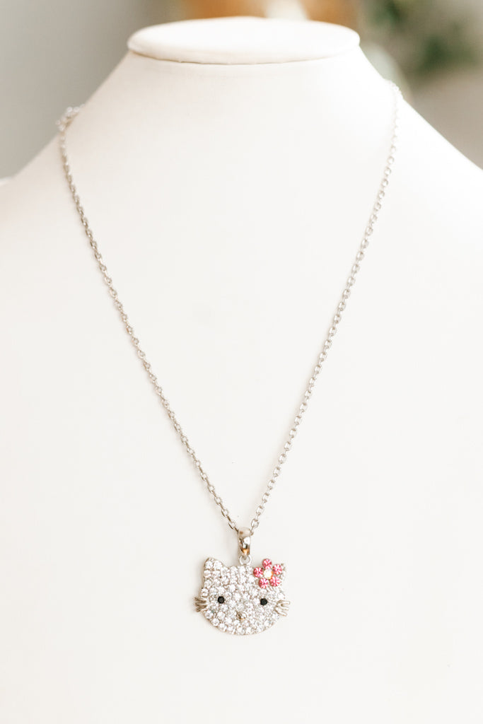 Flower Corner Large Flat Hello Kitty Face Necklace