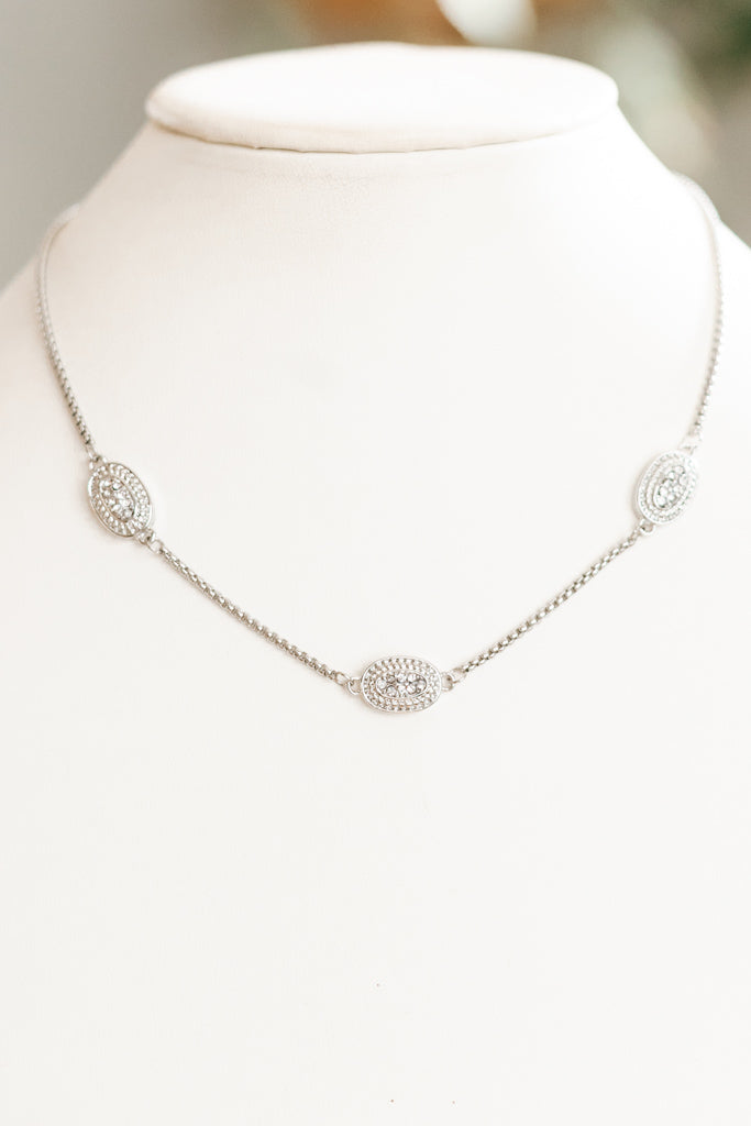 3 Oval Pave Necklace