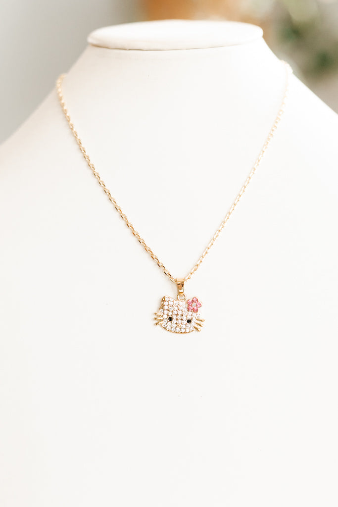 Flower Corner Medium Flat Hello Kitty Face Necklace