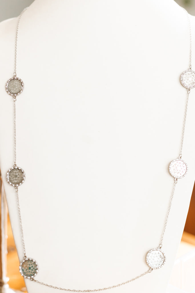 Long Dye Cut Round Medallion Necklace Set