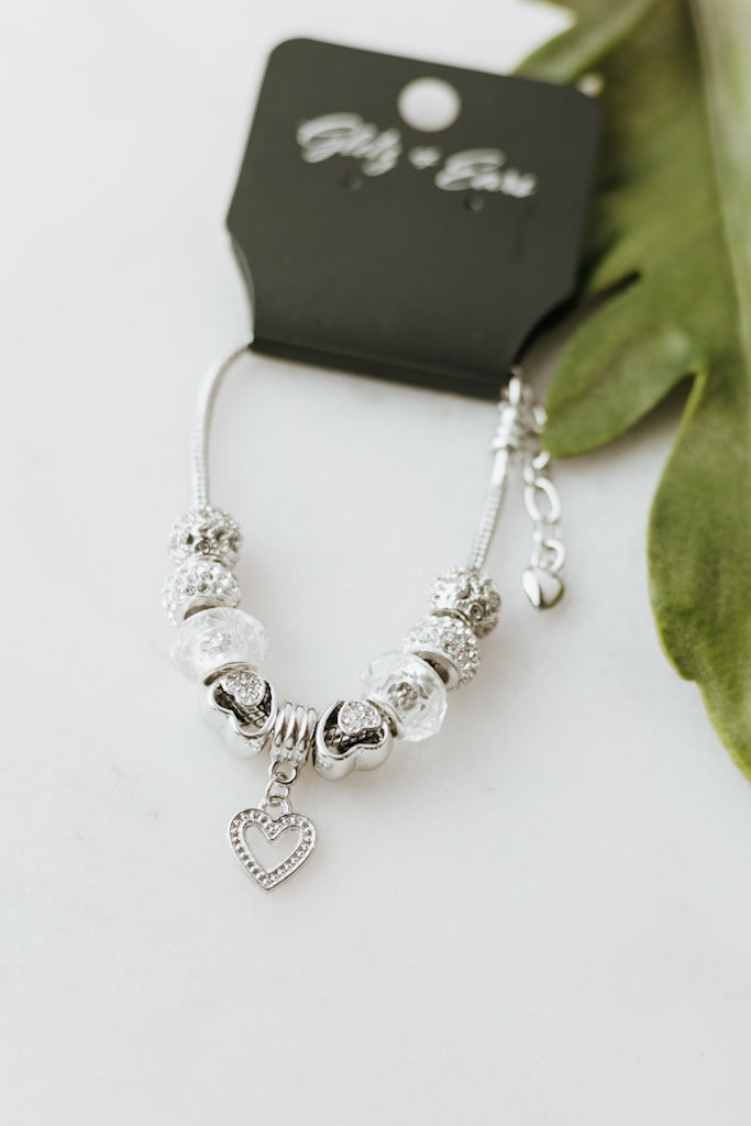 Hanging Metal Heart Charm Bracelet