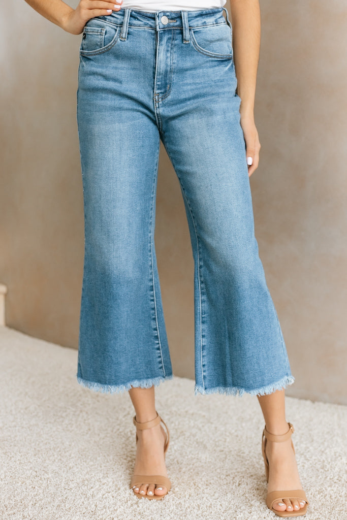 High Rise Capri Flare Leg Jean