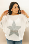 Contrast Star Print Italian Sweater