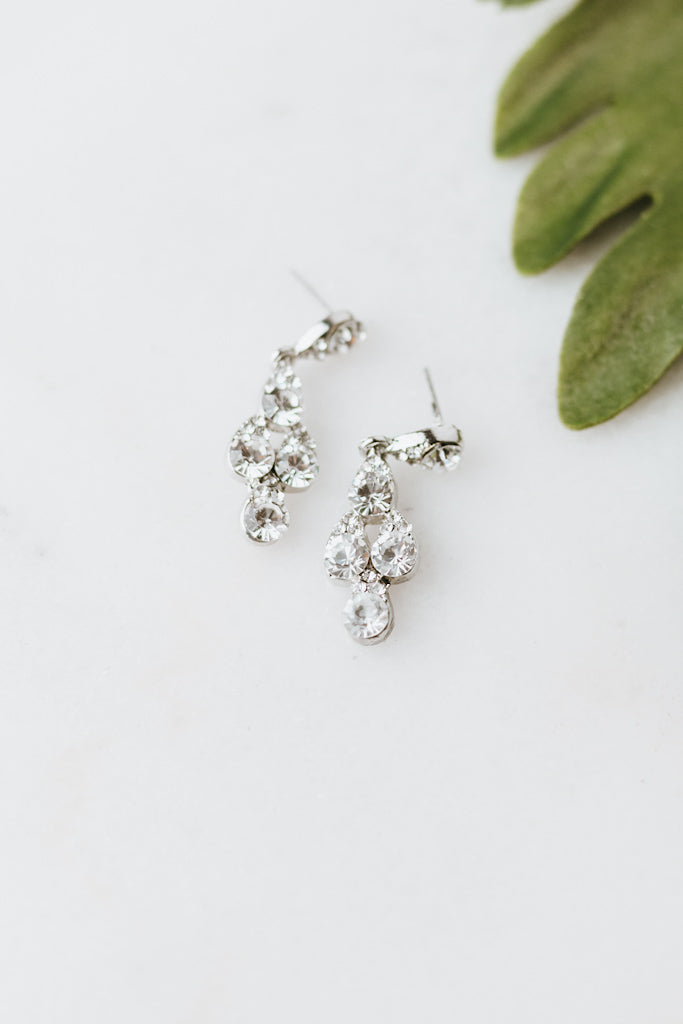 Four Round Rhinestone Drop Earrings