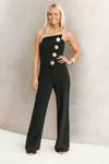 Strapless Big Button Detail Jumpsuit