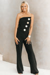 Strapless Big Button Detail Jumpsuit