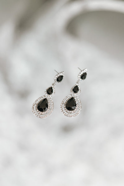 3 Teardrop 2 Rhinestone Trim Bottom Earrings