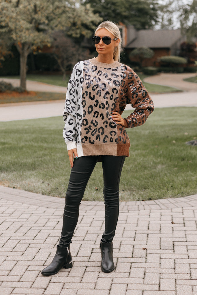 All Over Sequin Leopard Print Sweater