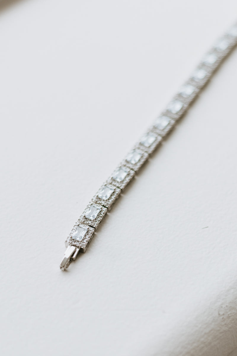 Rectangle Rhinestone Trim Tennis Bracelet