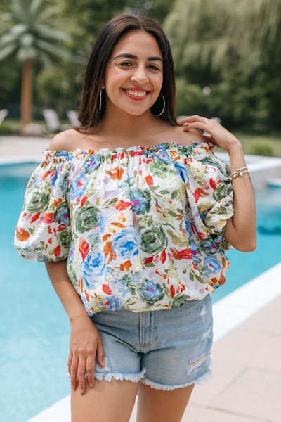 Puff Sleeve Off The Shoulder Blouse (Sale)