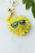 Puffy Rhinestone Sun With Sun Glasses Key Chain