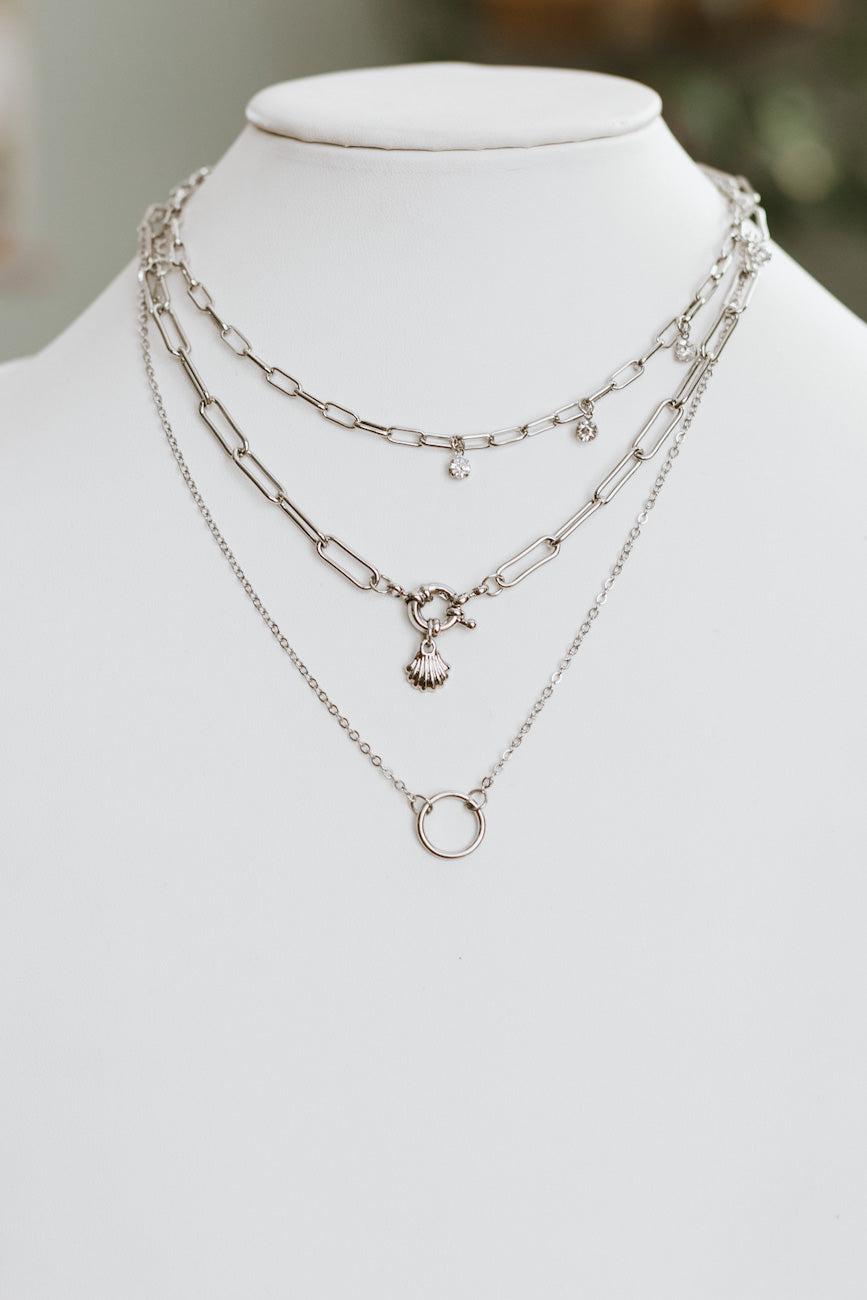 3 Layer Flat Disc & Square Necklace (SALE)
