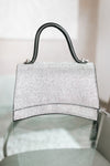 Curved Front Rhinestone Handle Clutch