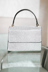 Rhinestone Front Flap Clutch with Handle