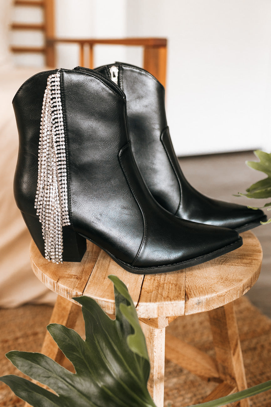 Ankle Boot with Side Rhinestone Flair