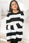 Striped Rhinestone Mesh Sweater