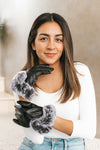 Faux Leather Gloves with Fur Trim