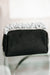 Faux Suede Crinkle Rhinestone Handle Purse