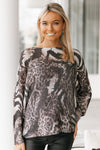 Metallic Threaded Animal Print Italian Sweater