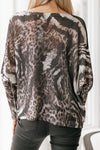 Metallic Threaded Animal Print Italian Sweater