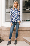 Zebra Wave Button Down Top