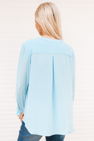 Zipper Detail Rolled Sleeve Henley Top