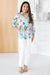 Large Floral Pattern V-Neck Button Sleeved Top (SALE)