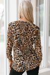 Mesh Animal Print Button Down Top