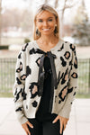 Front Ribbon Leopard Print Sweater