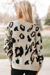 Front Ribbon Leopard Print Sweater