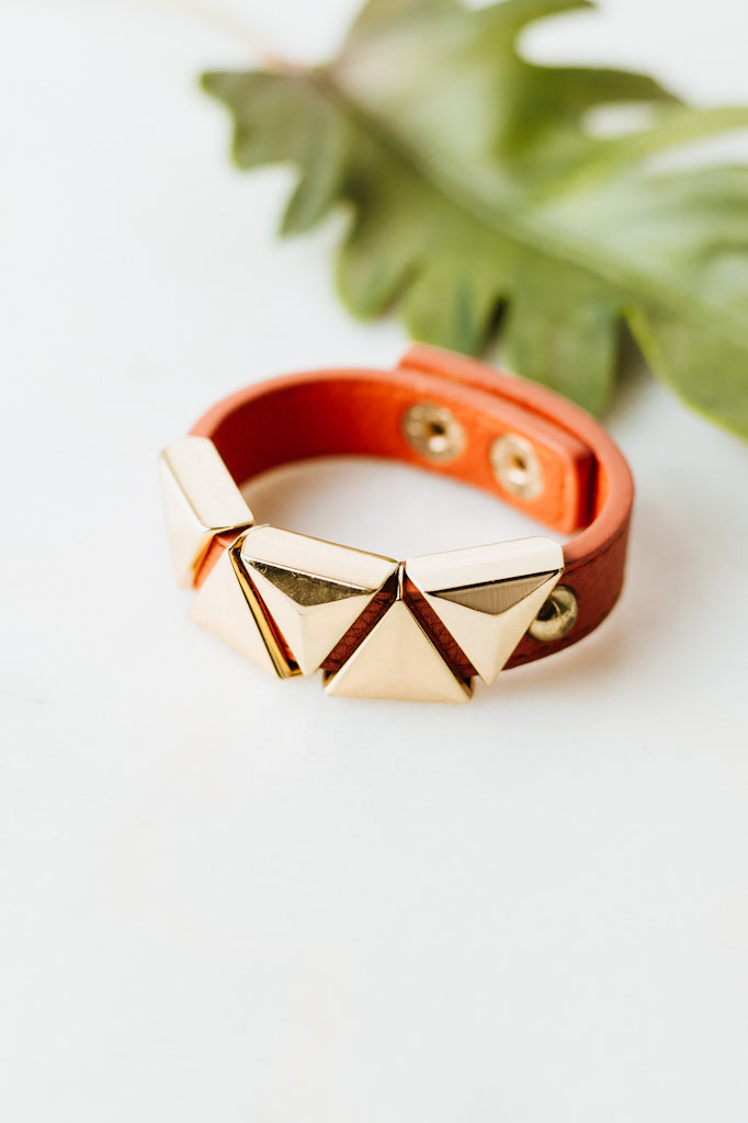 Triangle Studded Leather Wrap Bracelet (SALE)