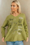 Rhinestone Portrait Italian Graphic Sweater