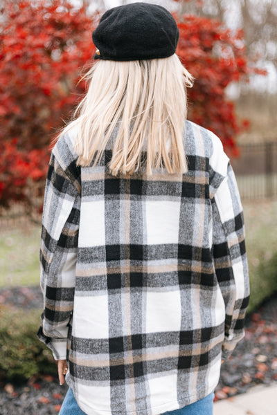 Plaid Shacket With Front Pockets