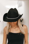 Faux Suede Rhinestone Bow Cowboy Hat