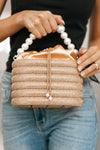 Pearl Handle Oval Layered Rhinestone Purse