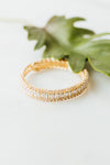 Baguette Row Middle Rhinestone Trim Wrap Cuff