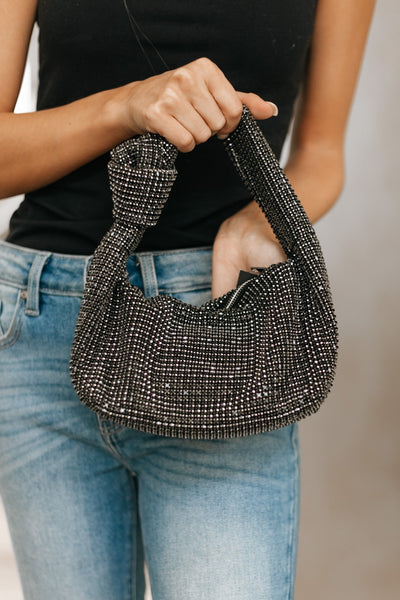 Rhinestone Knot Handle Purse