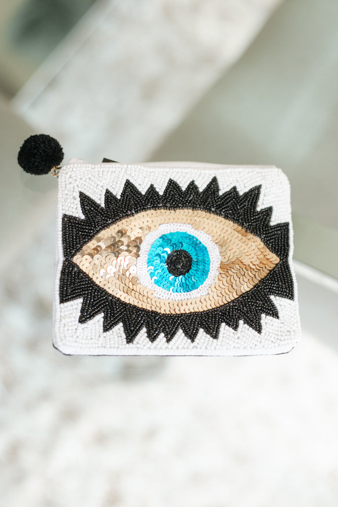 Beaded Evil Eye With Sequence Coin Purse