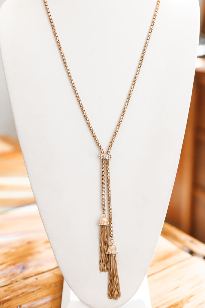 Long 2 Tassel Lariat Necklace