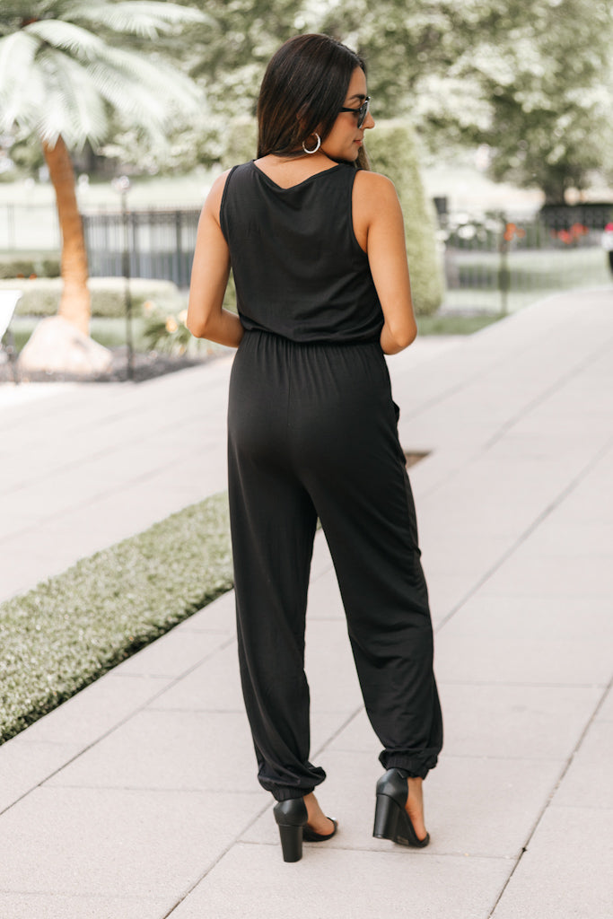 Zipper Drawstring Jumpsuit